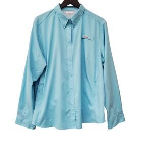 Columbia PFG Fishing Shirt Men’s Size XXL Blue Long Sleeve UPF 30+